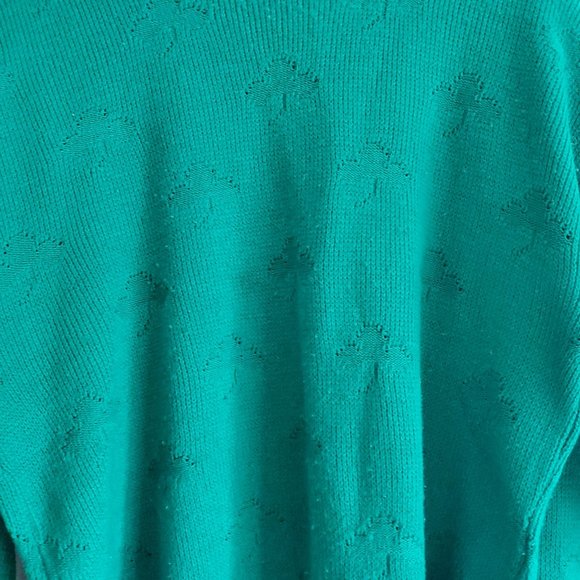 VINTAGE | St. Patrick's Lucky Shamrock Scoop Neck Sweater (Size L) - Picture 6 of 11